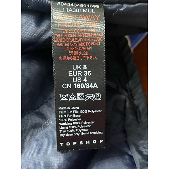 Topshop Teddy Jacket Full Zip Closure Waist Length Adjustable Drawstring Beige 4 - Picture 9 of 9